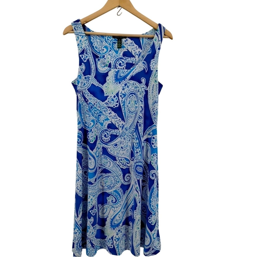 Lauren Ralph Lauren Blue and White Paisley Midi Dress